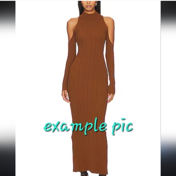 NEW!! x REVOLVE Auren Cold Shoulder Dress in Chocolate BrownHouse of Harlow 1960 - Picture 1 of 8